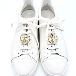 Louis Vuitton Front Row White Leather Women's Sneakers (1/2 proceeds to charity)